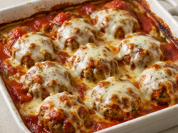 Domates Soslu Mozzarellalı Fırın Köfte