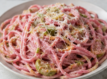 Brüksel Lahanalı Pembe Makarna