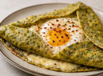 Ispanaklı Yumurtalı Yeşil Krep