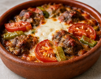 Güveçte Soslu Köfte